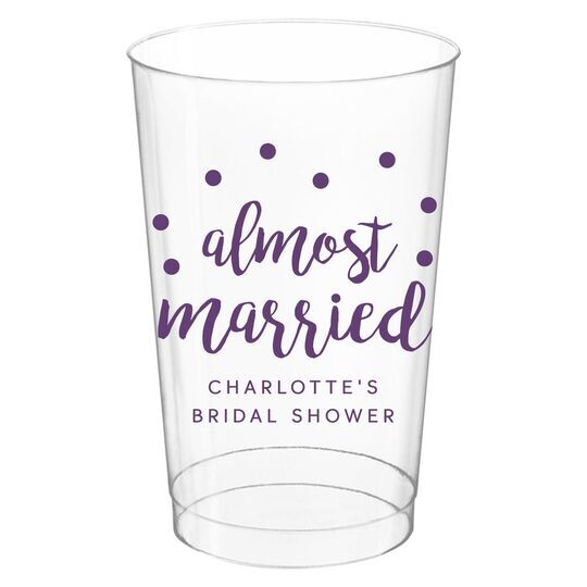 Confetti Dots Almost Married Clear Plastic Cups